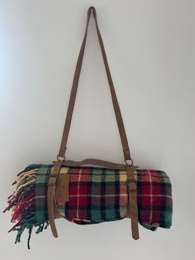 Pendleton Motor Robe Throw/picnic blanket with leather carrier lassen